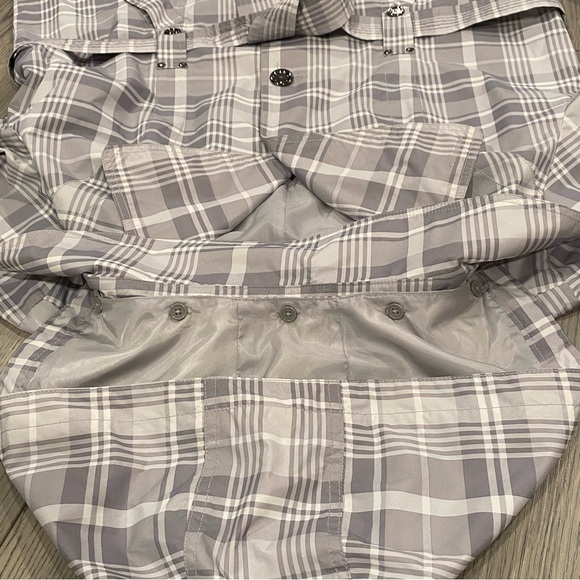 Vintage Fashion Bug Trench Coat Women’s Plus Size 1X Gray Plaid Rain Jacket - Picture 9 of 15